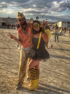 sometimes you gotta dress like a bee and hand out honey sticks to weary passersby